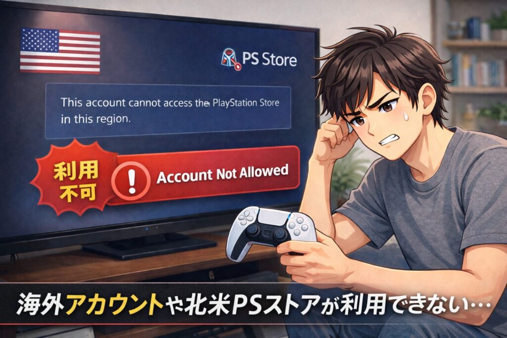 海外アカウントや北米PSストアが使えない
