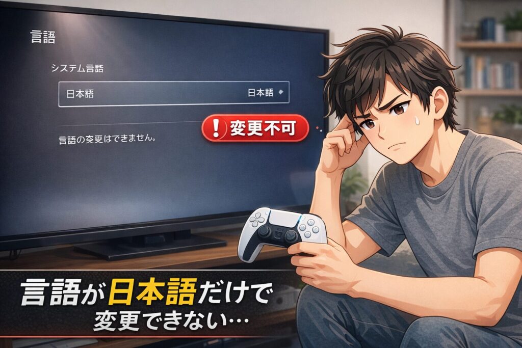 本体の言語設定が日本語限定で変更できない