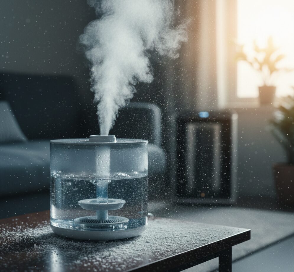 超音波式加湿器から出る「白い粉」