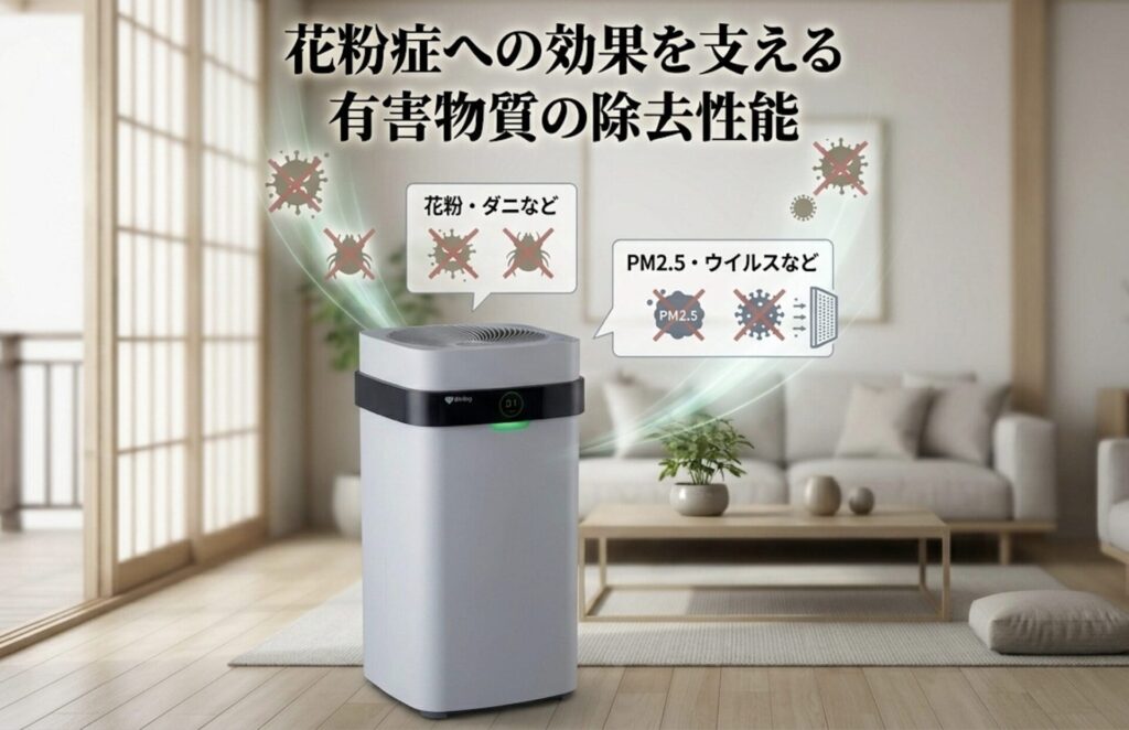 エアドックの花粉症への効果を支える有害物質の除去性能