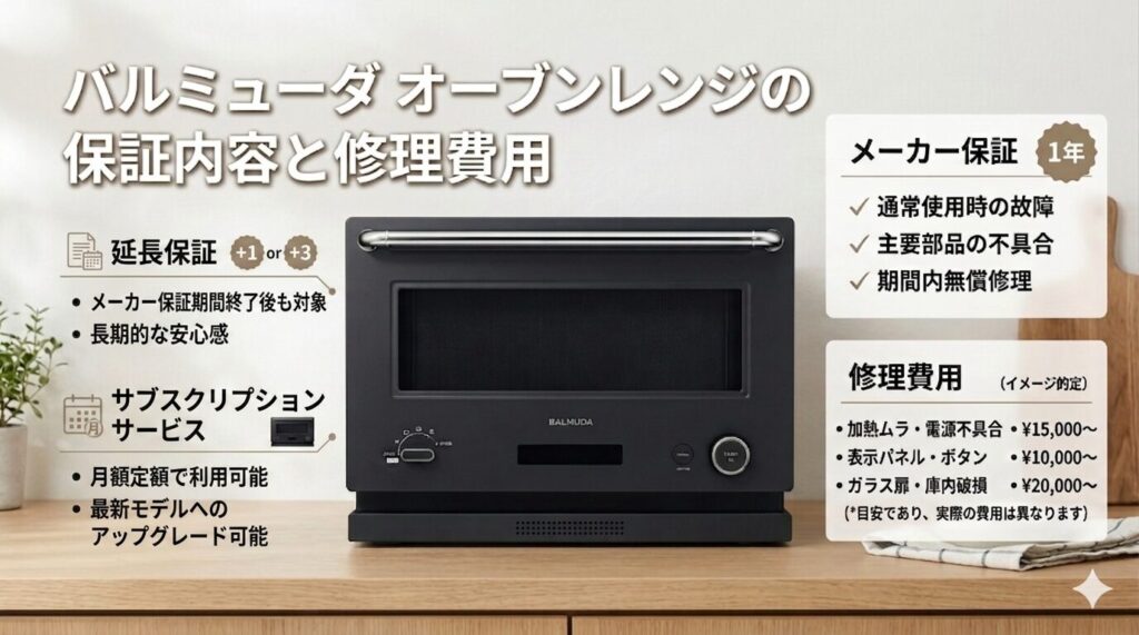 バルミューダ オーブンレンジの保証内容と修理費用