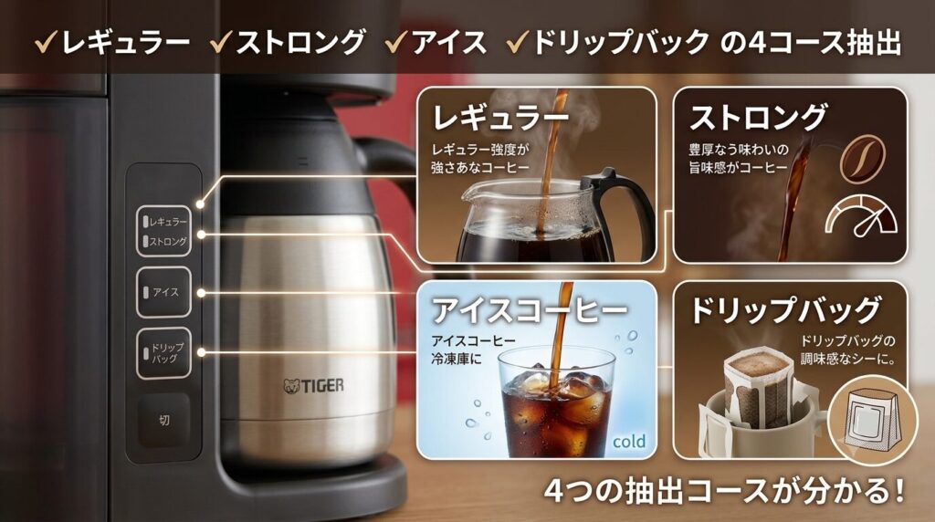 4つの抽出コースを搭載