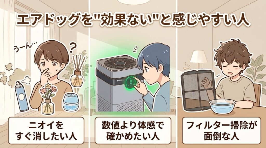 エアドッグを効果ないと感じやすい人