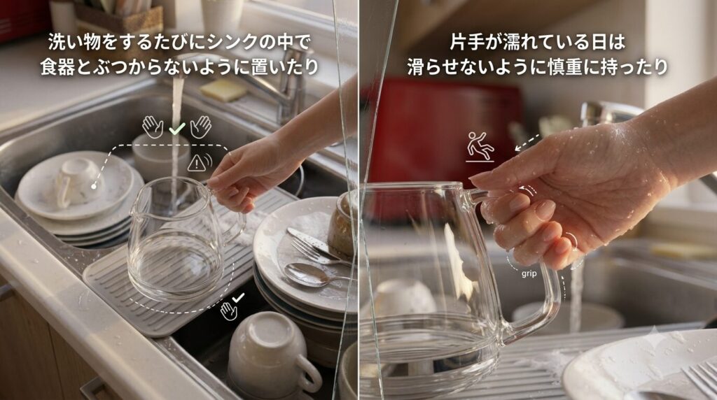 ガラスサーバーは洗い物をするたびに気を遣う