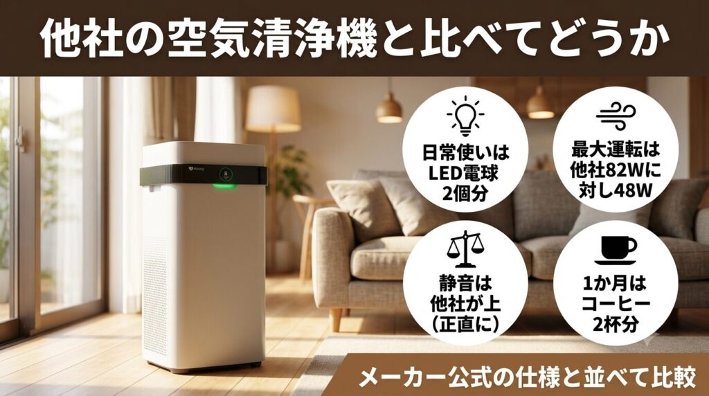 他の家電と比べると、エアドッグの電気代はどのくらい?